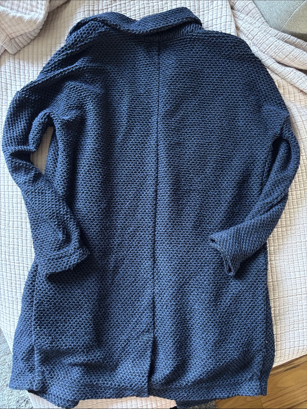 Marine Layer Birdseye Coatigan Navy Open-Front Textured Jacket, lightly worn - Picture 6 of 7